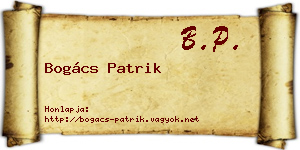 Bogács Patrik névjegykártya