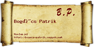 Bogács Patrik névjegykártya