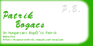 patrik bogacs business card